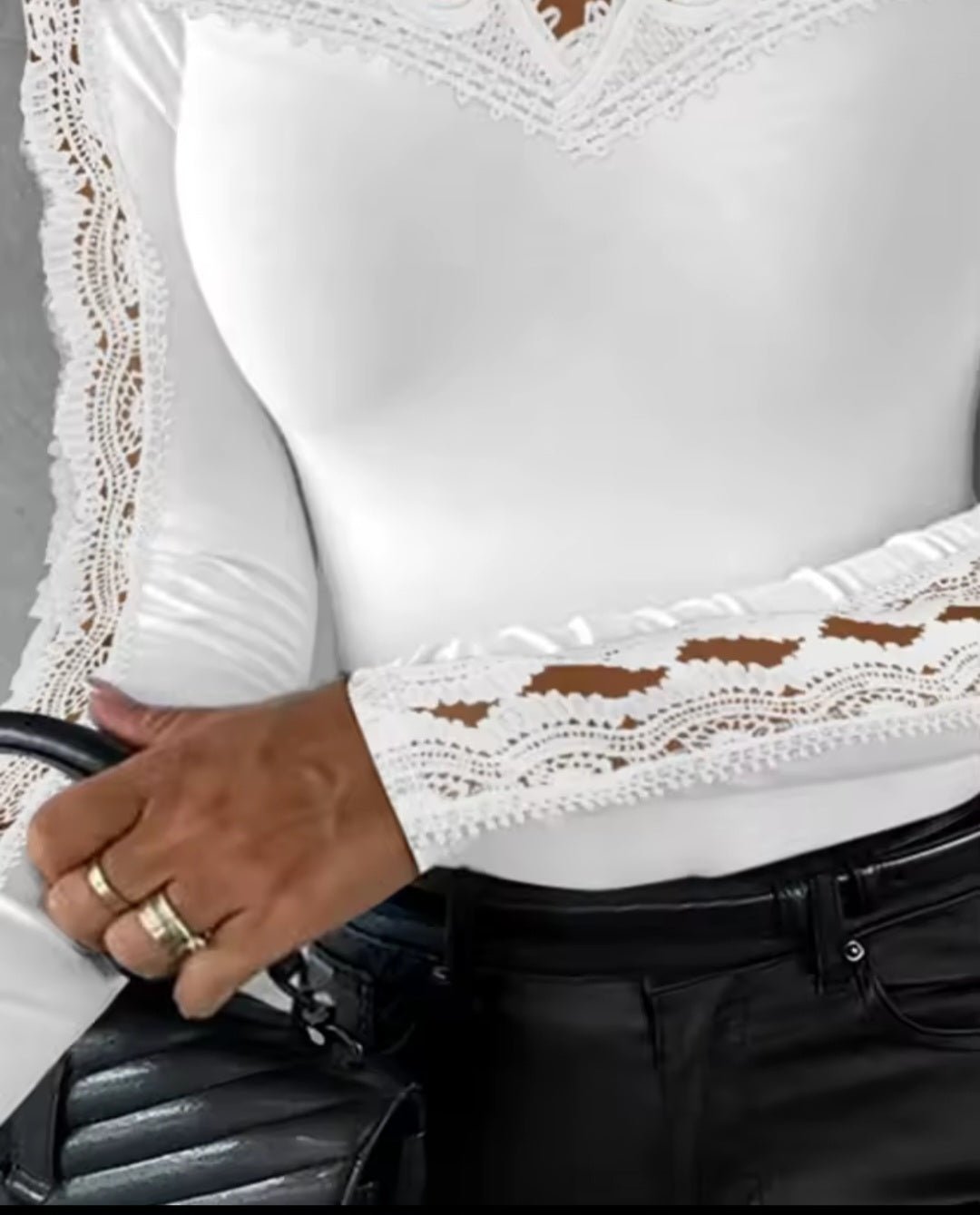 Off - Shoulder Hollow Lace Blouse – Women's Cutout Lace Top - GLITCH - BELLE