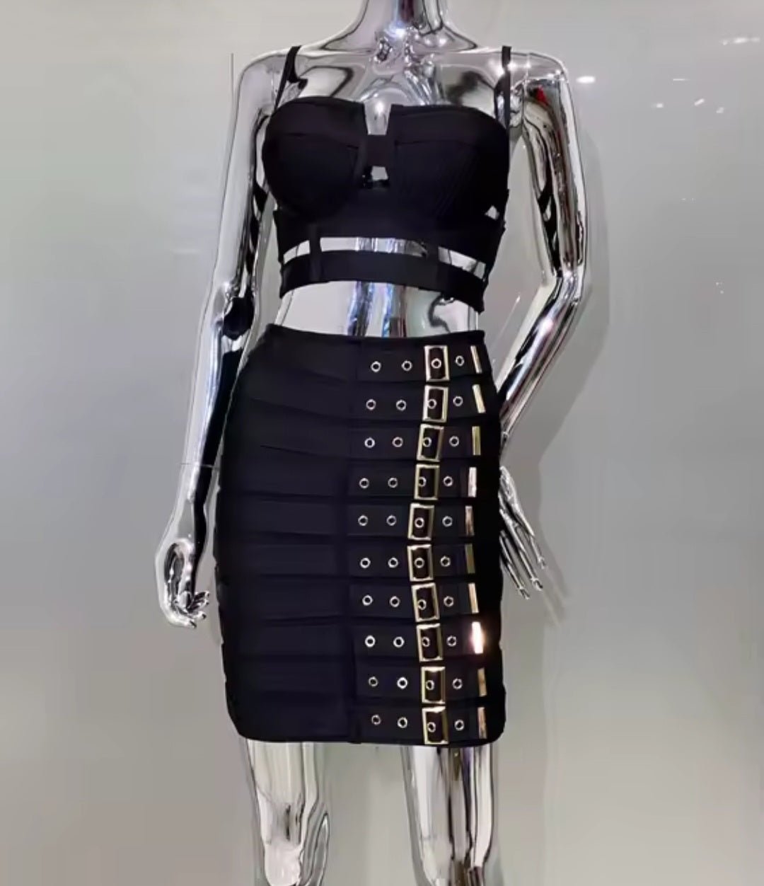 Punk bandage skirt suit European and American sexy suspender skirt night club suit - GLITCH - BELLE