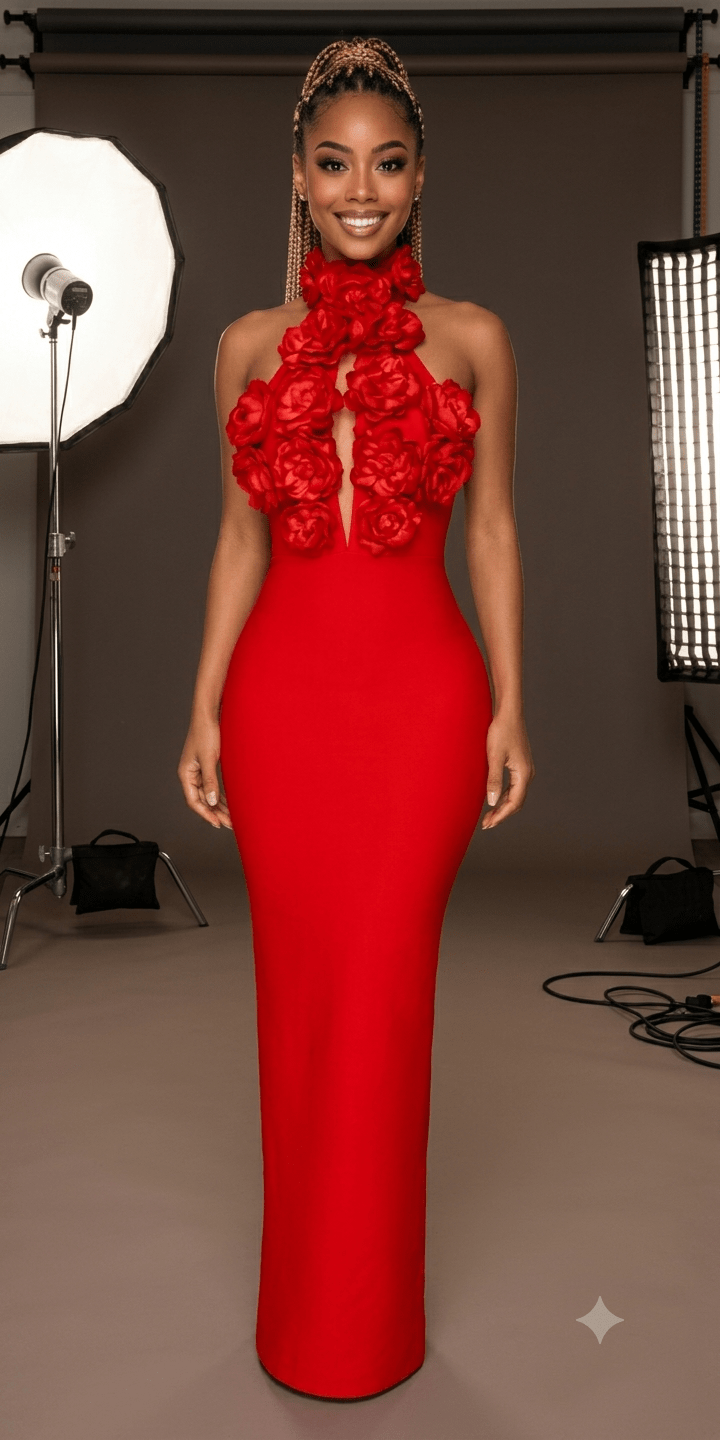 Solid Color Halter Neck Maxi Dress – Luxury Nightclub & Evening Gown - GLITCH-BELLE