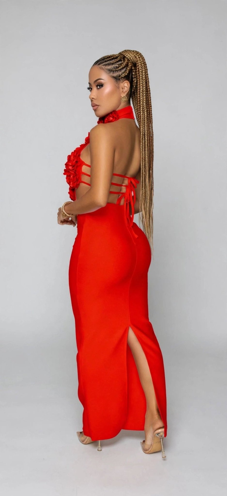 Solid Color Halter Neck Maxi Dress – Luxury Nightclub & Evening Gown - GLITCH-BELLE