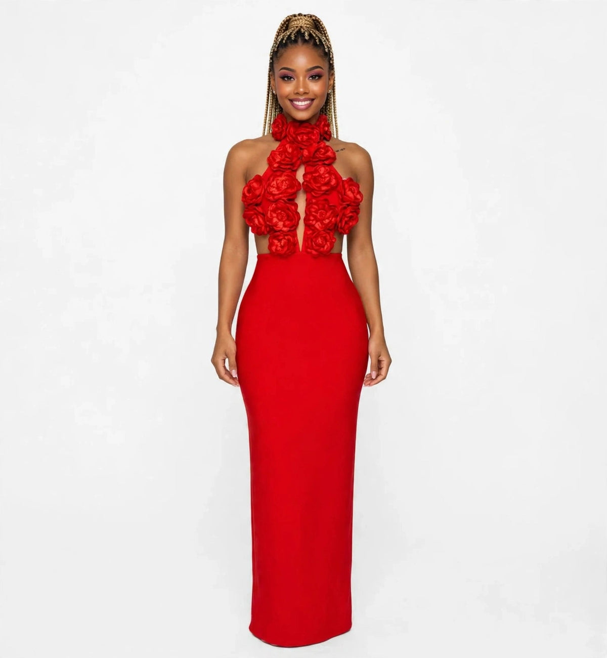 Solid Color Halter Neck Maxi Dress – Luxury Nightclub & Evening Gown - GLITCH-BELLE