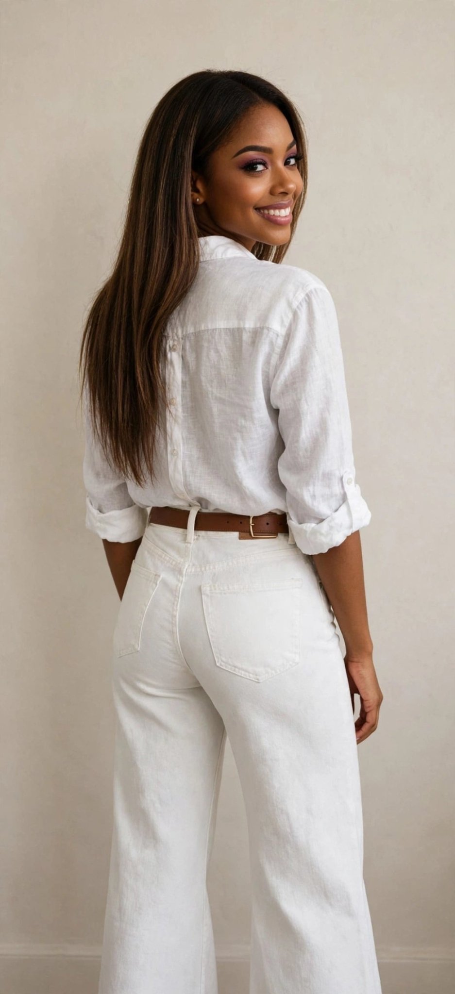 White High-Waist Flare Jeans - GLITCH-BELLE