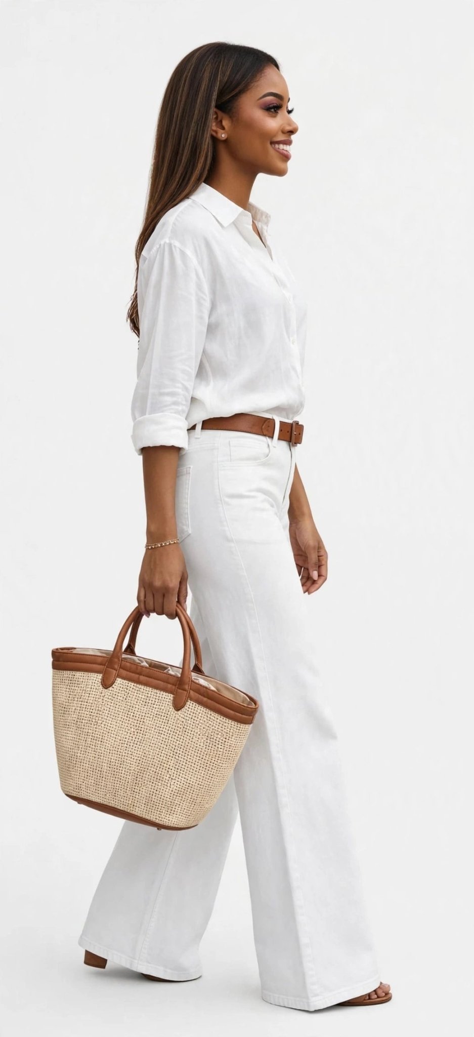 White High-Waist Flare Jeans - GLITCH-BELLE