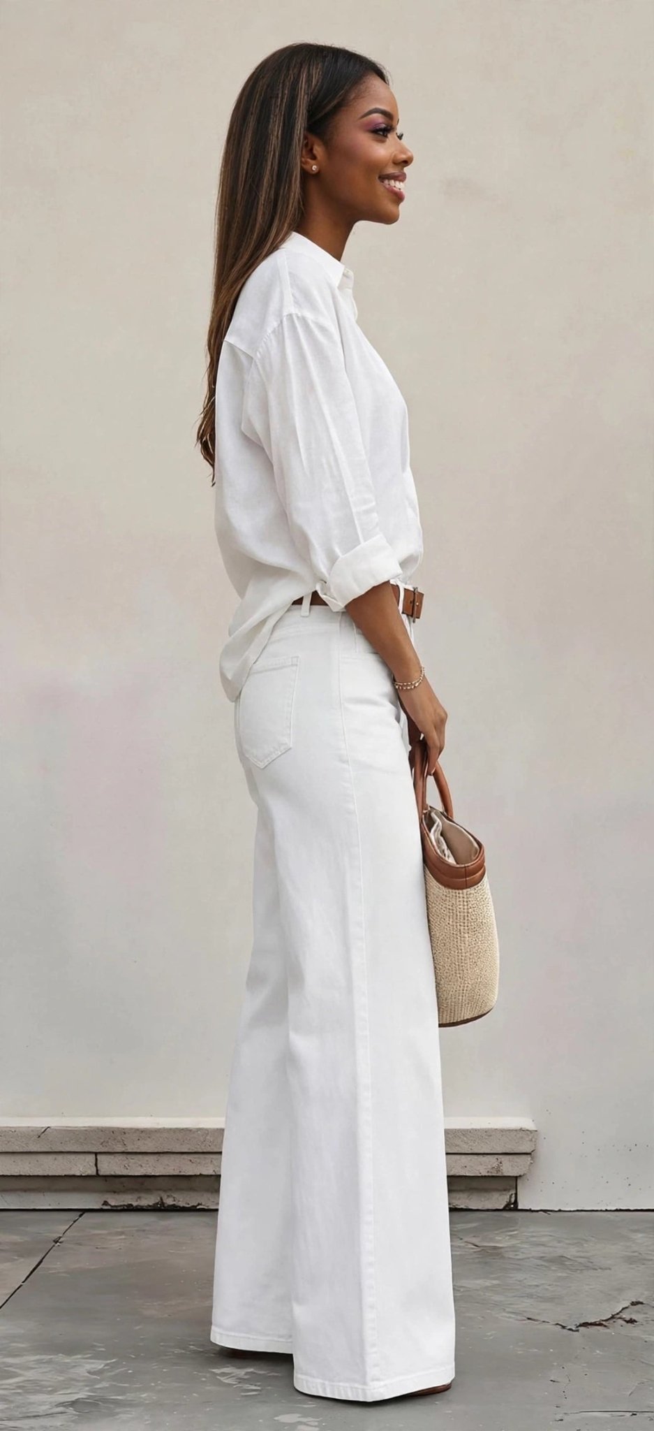 White High-Waist Flare Jeans - GLITCH-BELLE