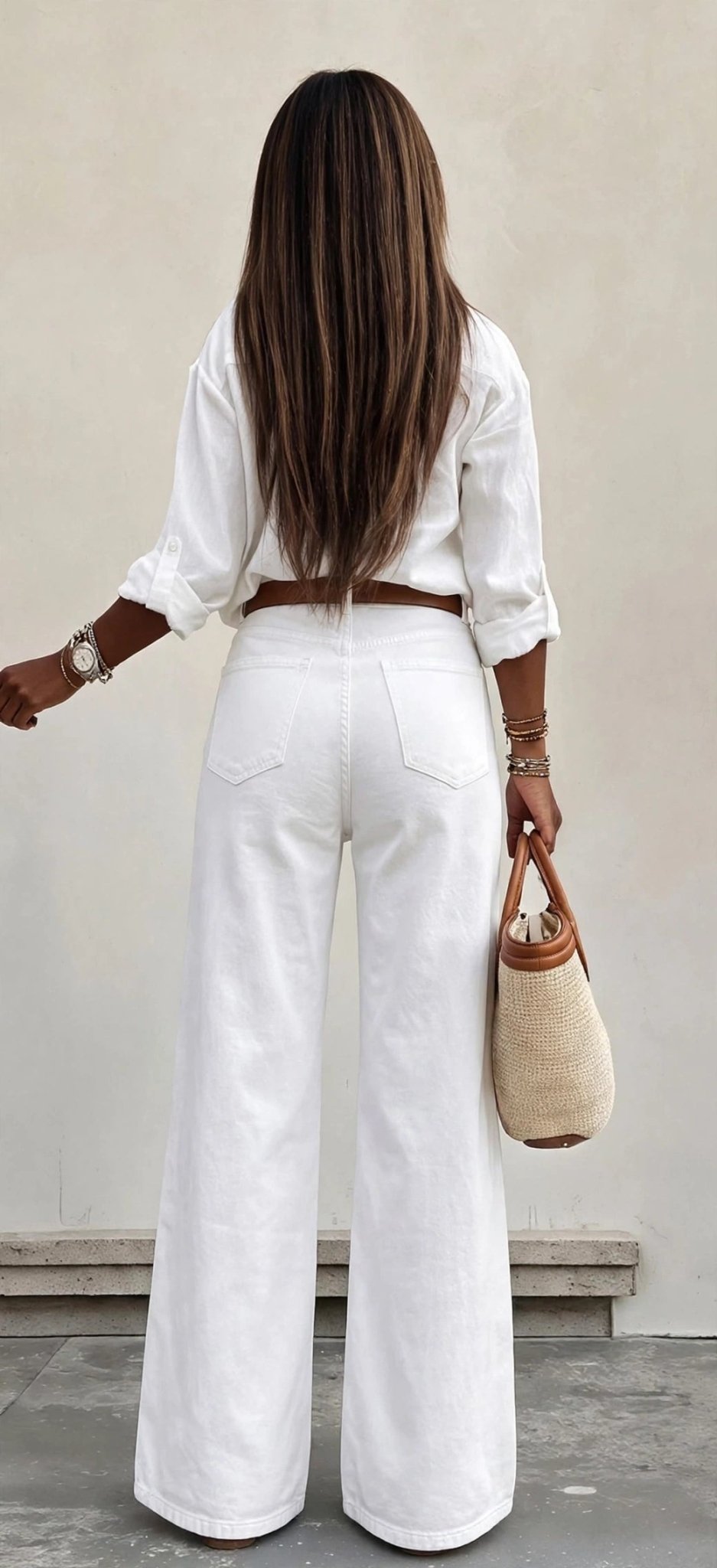 White High-Waist Flare Jeans - GLITCH-BELLE