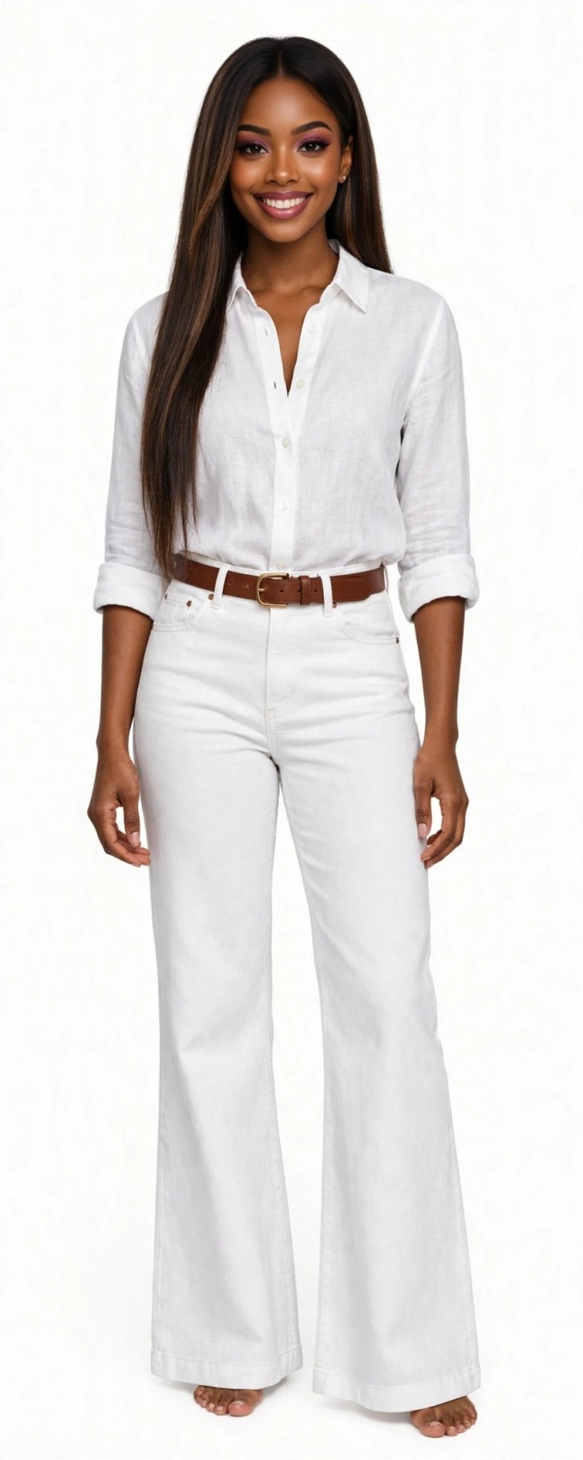 White High-Waist Flare Jeans - GLITCH-BELLE