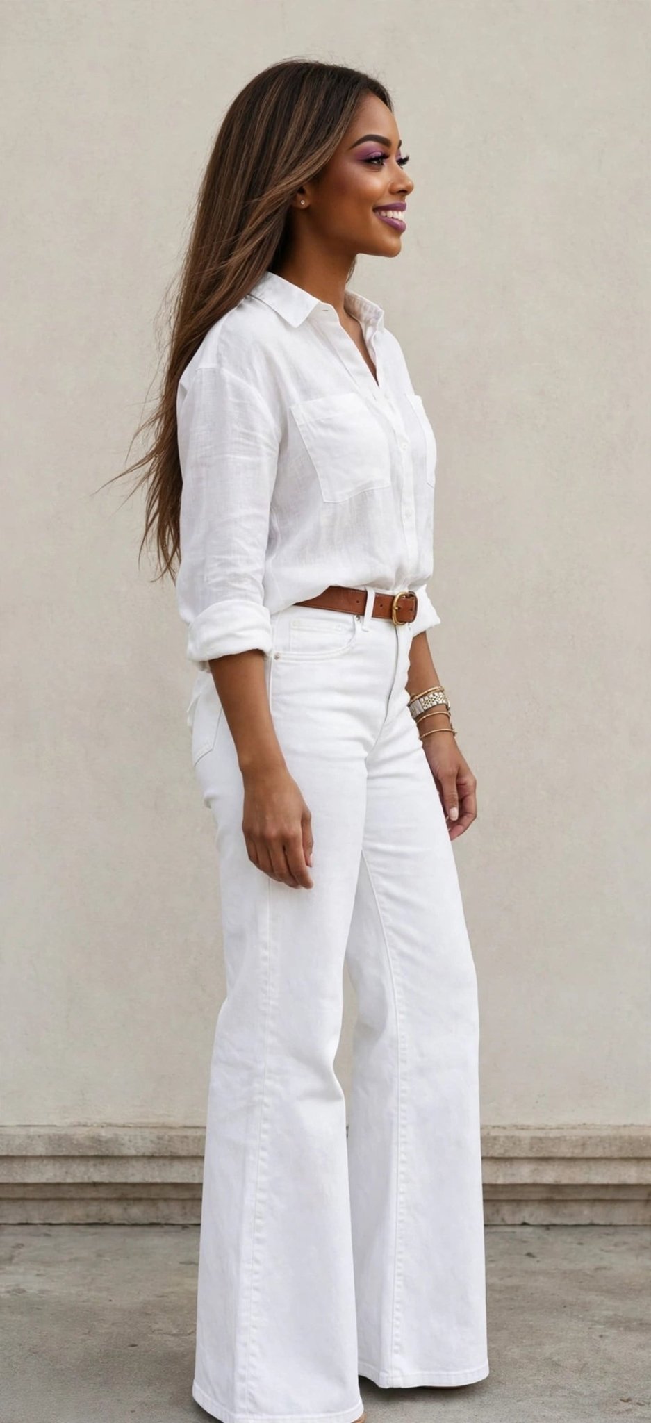 White High-Waist Flare Jeans - GLITCH-BELLE