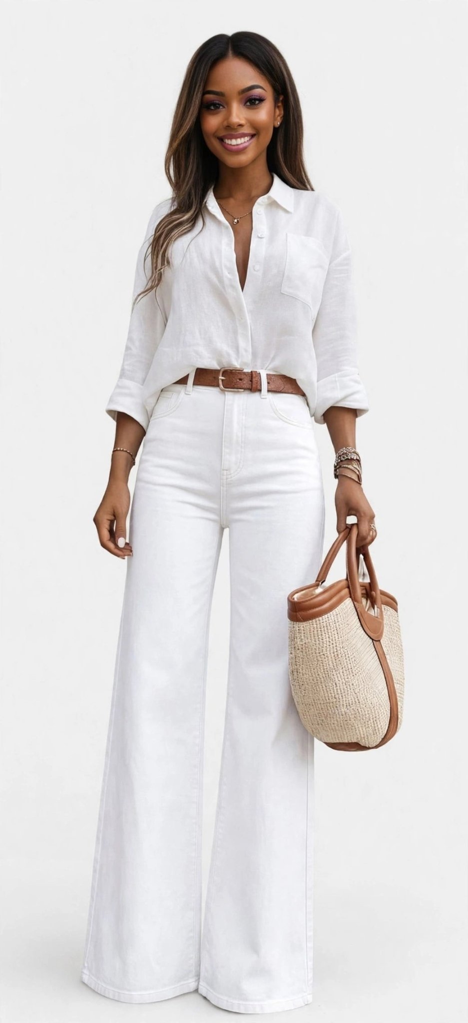White High-Waist Flare Jeans - GLITCH-BELLE