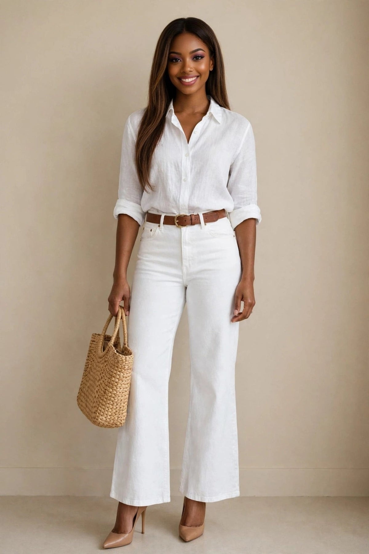 White High-Waist Flare Jeans - GLITCH-BELLE