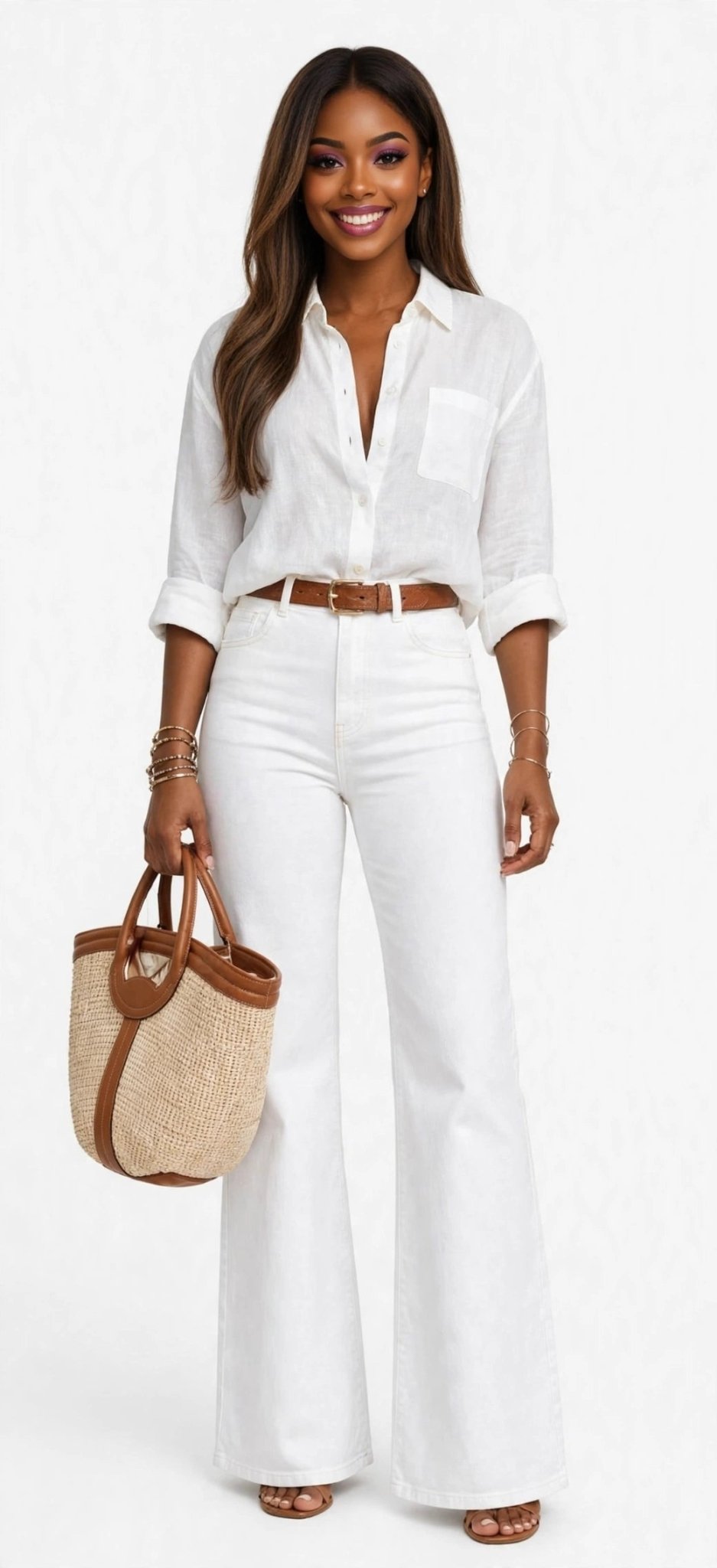 White High-Waist Flare Jeans - GLITCH-BELLE