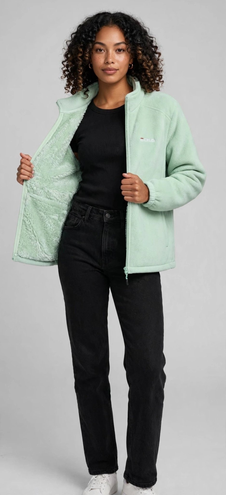 Women's Dopamine Fleece Zip Jacket — Embroidered Coral Fleece Outerwear - GLITCH-BELLE