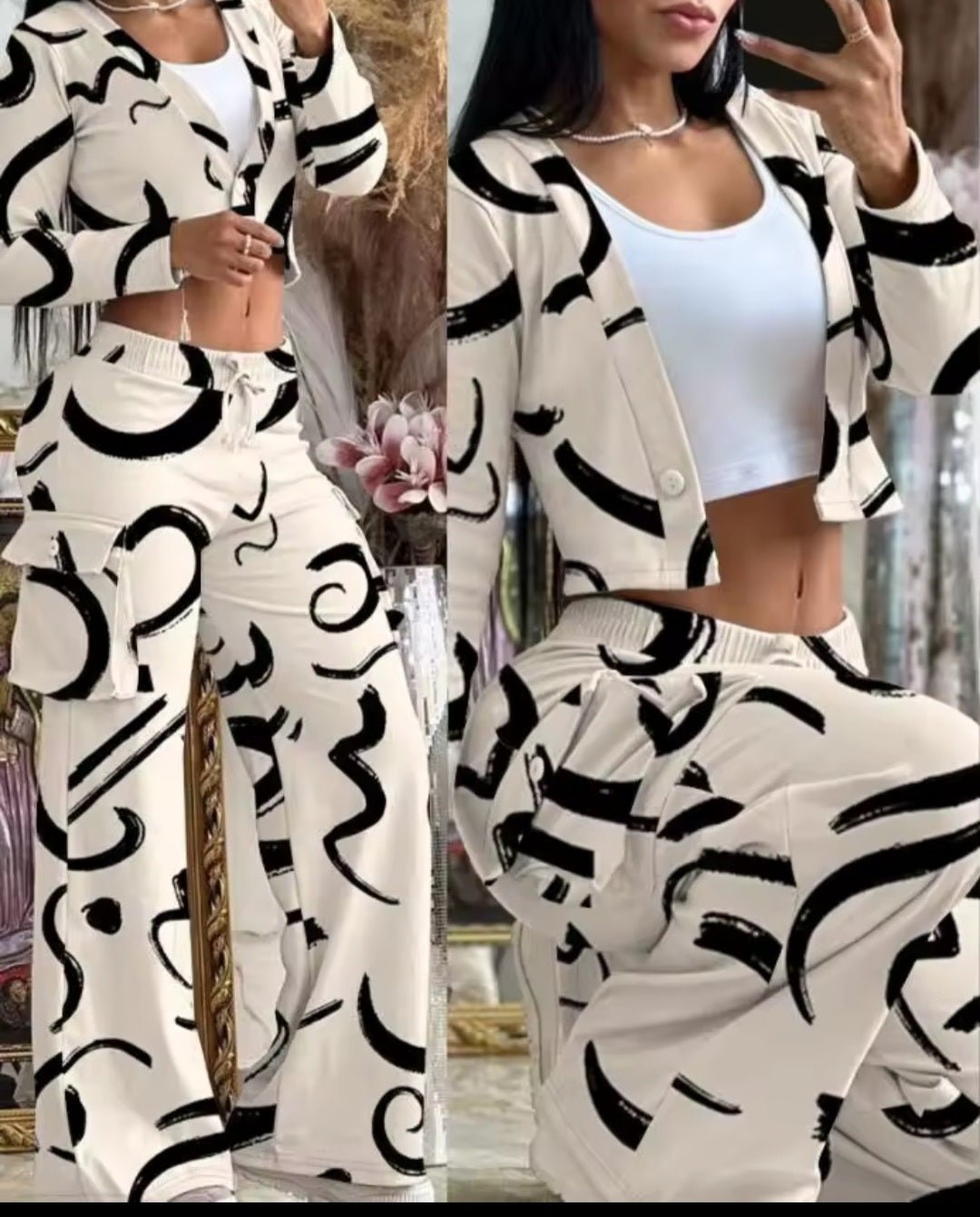 Women's Solid Color Crop Top & Cargo Pants Set - GLITCH - BELLE