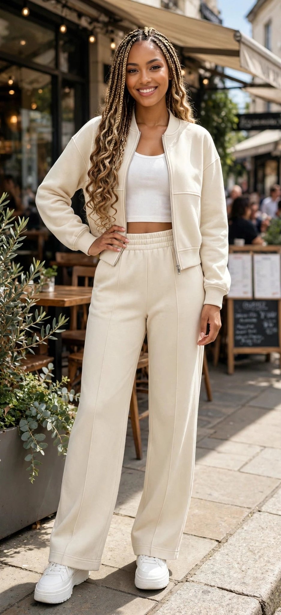 Women's Winter Fleece 2-Piece Set – Zip Jacket & Wide-Leg Pants - GLITCH-BELLE
