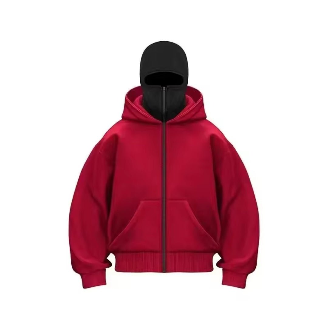 Y2K Gothic Balaclava Double Hooded Zipper Jacket – Unisex - GLITCH-BELLE